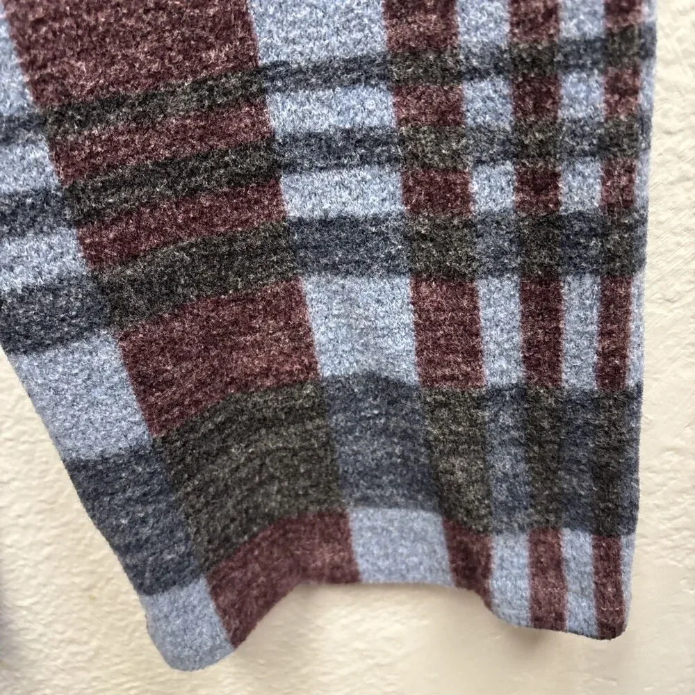 Boy Youth Pajama Pants 12 Plaid Blue Gray Maroon Elastic Waist Pullon 25X25”